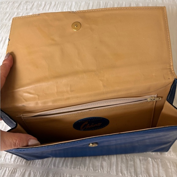 Vintage Blue Leather Clutch - Picture 2 of 8